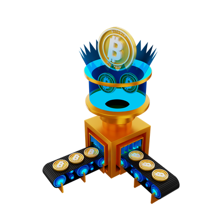 Bitcoin Conveyor 3D Illustration