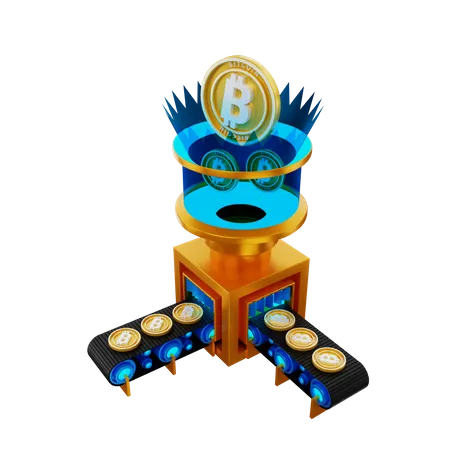 Bitcoin Conveyor  3D Illustration