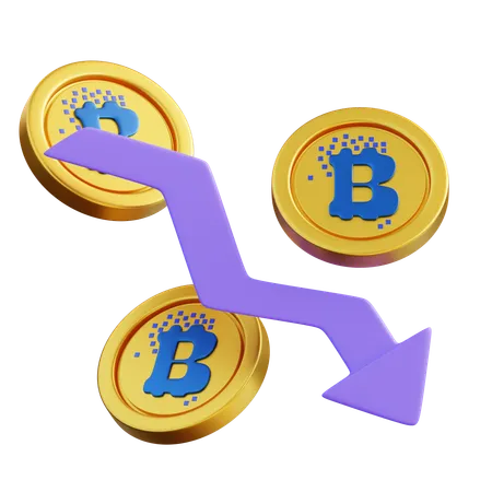 3 D Illustration Bitcoin Crash 3D Icon