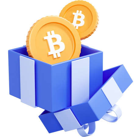Moneda criptográfica Bitcoin en caja de regalo  3D Icon