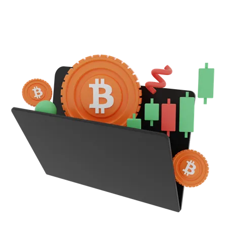 Bitcoin Crypto Folder 3D Illustration