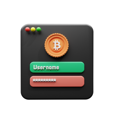 Bitcoin Crypto Wallet Login  3D Illustration