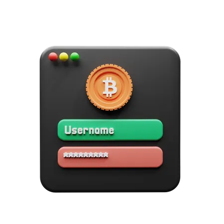 A Smooth Bitcoin Crypto Wallet Login Window 3D Illustration