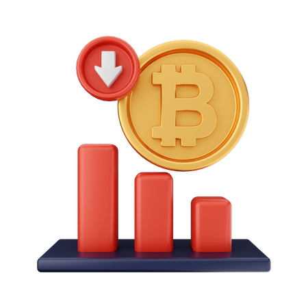 Bitcoin Decrease  3D Icon