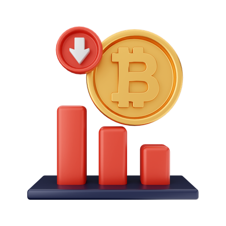 Bitcoin Decrease  3D Icon