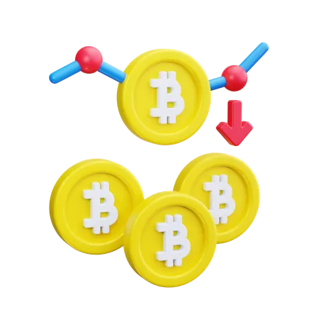 Diminuição de bitcoins  3D Icon