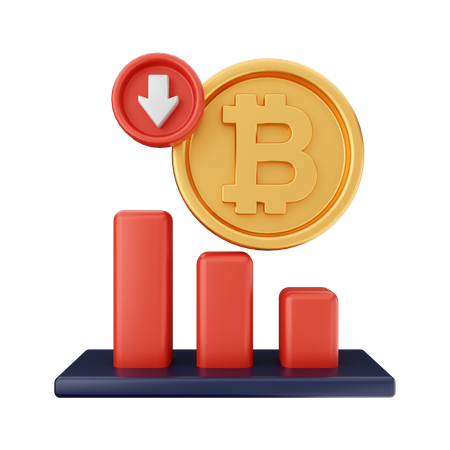 Disminución de bitcoin  3D Icon