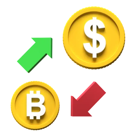 Bitcoin-Dollar-Börse  3D Illustration