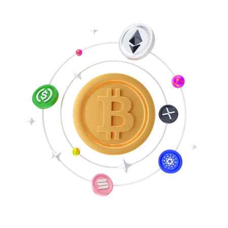 Bitcoin-Dominanz  3D Illustration