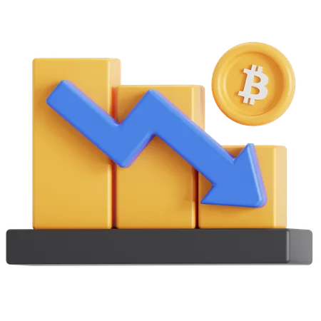 Bitcoin Value Down 3D Icon