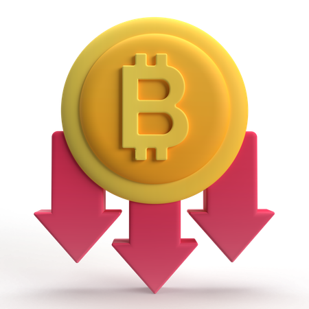 Bitcoin fällt  3D Icon