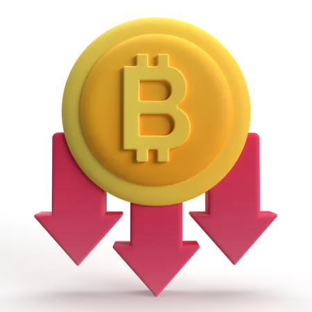 Bitcoin fällt  3D Icon