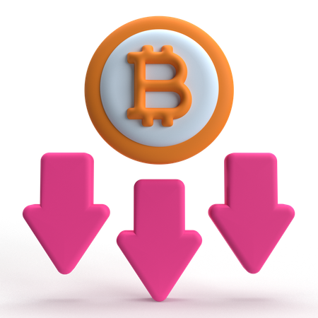 비트코인 다운  3D Icon