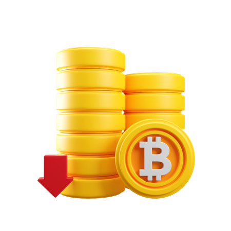 Bitcoin Down  3D Icon