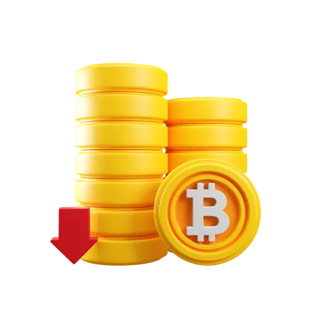 Bitcoin Down  3D Icon