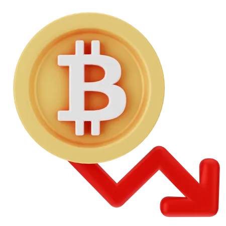 Bitcoin Down  3D Icon