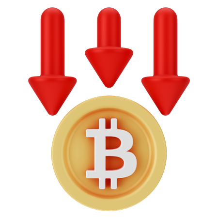 Bitcoin Down  3D Icon