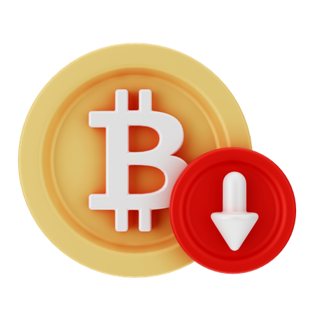 Bitcoin Down  3D Icon