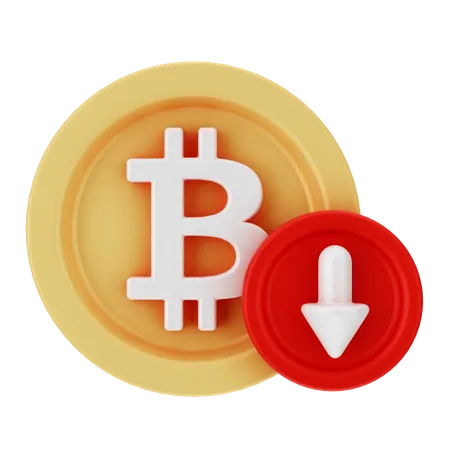 Bitcoin Down  3D Icon