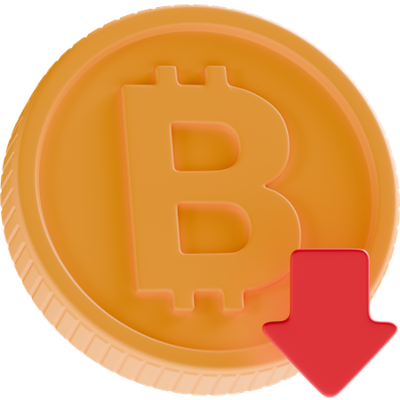 Bitcoin Down  3D Icon