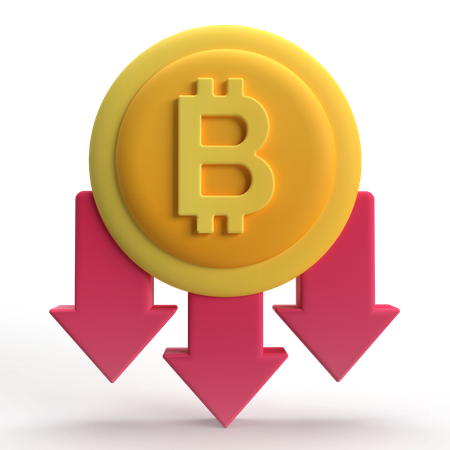 Bitcoin Down  3D Icon