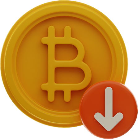 Bitcoin Down  3D Icon