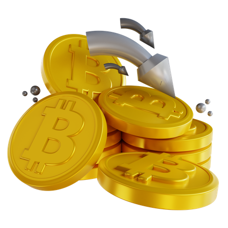 Bitcoin Down  3D Icon