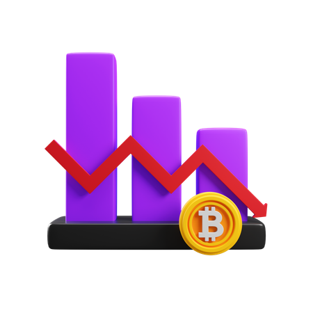 Bitcoin Down  3D Icon