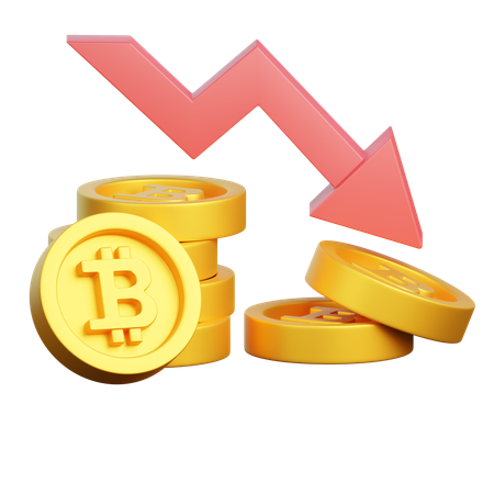 Bitcoin Down  3D Icon