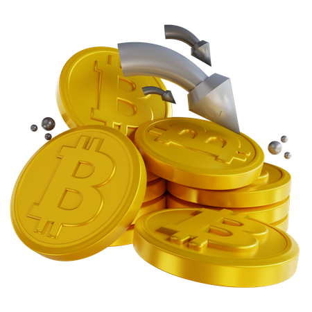 Bitcoin Down 3D Illustration
