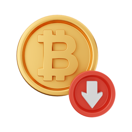 Bitcoin Down 3D Icon