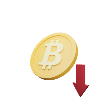Bitcoin Down  3D Icon