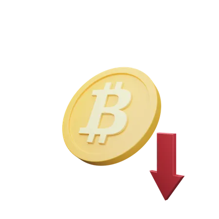 Price Down Bitcoin 3D Icon