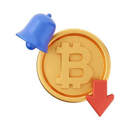 Bitcoin-Down-Benachrichtigung  3D Icon