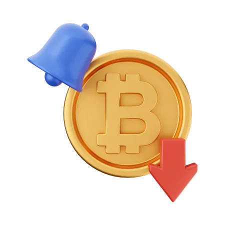 Bitcoin-Down-Benachrichtigung  3D Icon