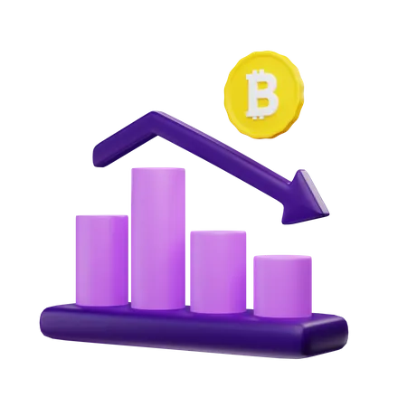 3 D Rendering Graph Bitcoin Down Illustration Object With Transparent Background 3D Illustration