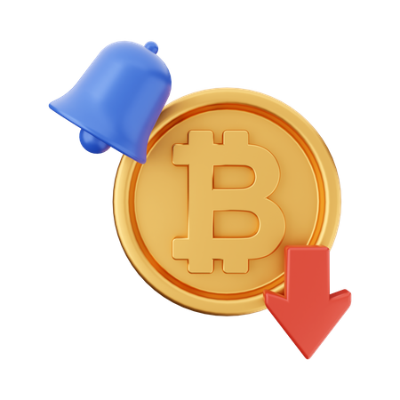 Bitcoin Down Notification  3D Icon