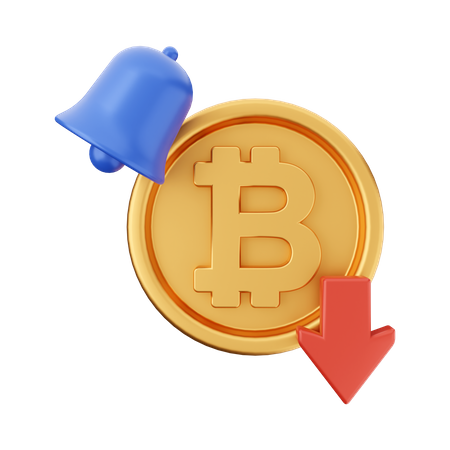 Bitcoin Down Notification 3D Icon