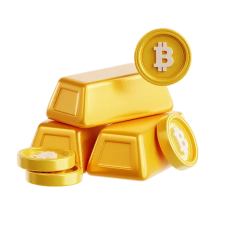 Bitcoin e ouro  3D Icon