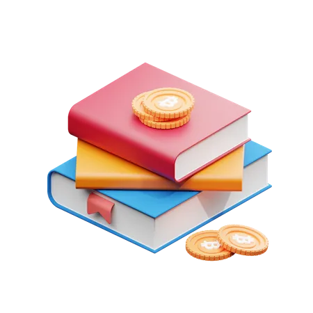 A Crypto Bitcoin Education Book Stack For Your Finance Project 3D Illustration
