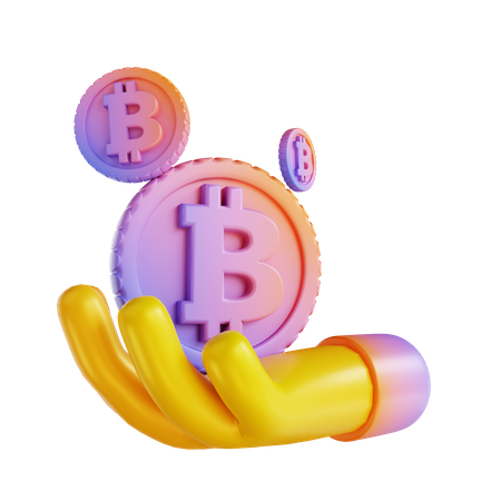 Bitcoin nas mãos  3D Illustration