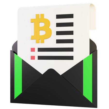 Bitcoin Email  3D Illustration