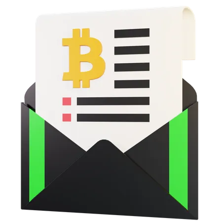 Bitcoin Email  3D Illustration