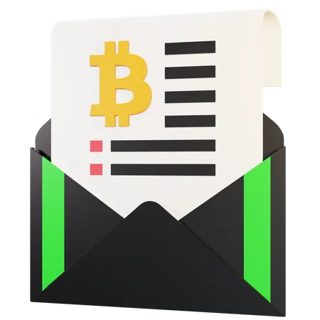 Bitcoin Email 3D Illustration