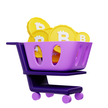 Bitcoin en el carrito de compras  3D Illustration