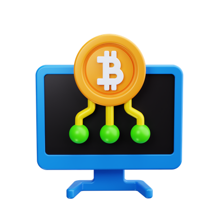 Bitcoins en línea  3D Icon