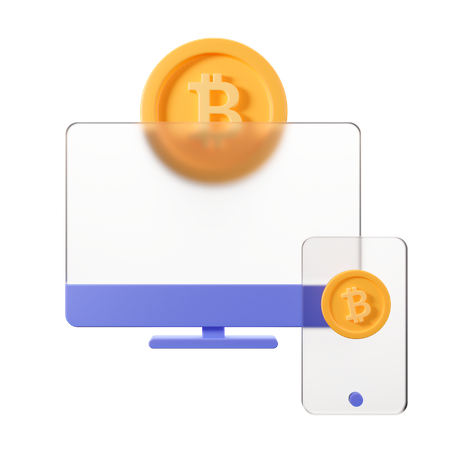 Bitcoins en línea  3D Illustration