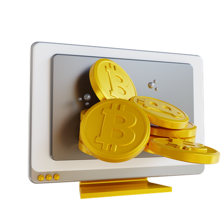 Bitcoins en línea  3D Illustration