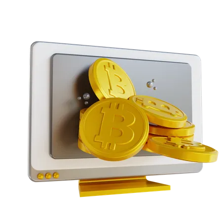 Bitcoins en línea  3D Illustration