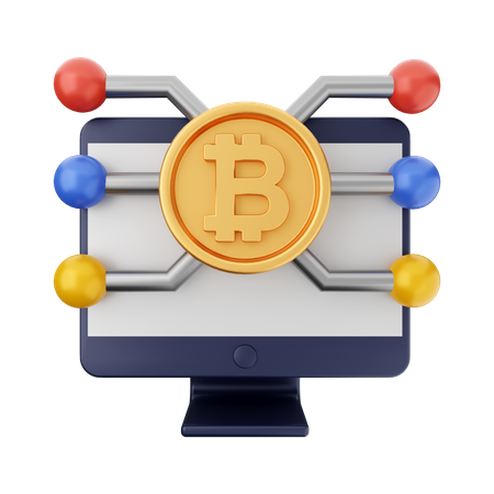 Bitcoins en línea  3D Icon